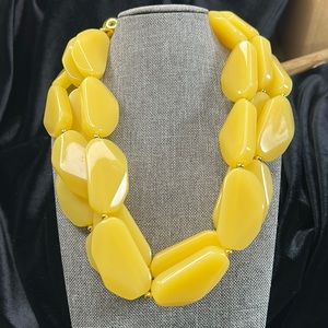 #32 Vintage Joan Rivers Lemony Butterscotch Amber Necklace, 3 Strands